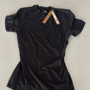 Skims Fits Everybody Sleece Women's Black Crewneck Tee - xs